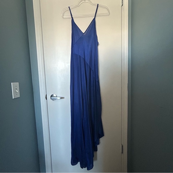 Undercover Wear Blue Vintage Asymmetrical Semi-sheer Full Length Night Dress - Picture 2 of 12